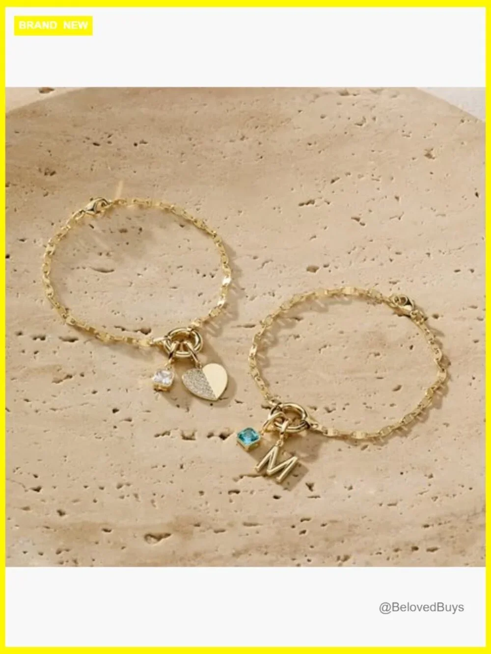 Sterling Silver Charm Bracelet with Heart and Mirror Chain, Hinge Closure